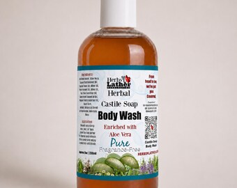 Herbal Castile Soap Body Wash | Aloe Vera, Fragrance-Free Cleanser