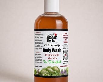 Herbal Castile Soap Body Wash | Aloe Vera, Tea Tree Mint Cleanser