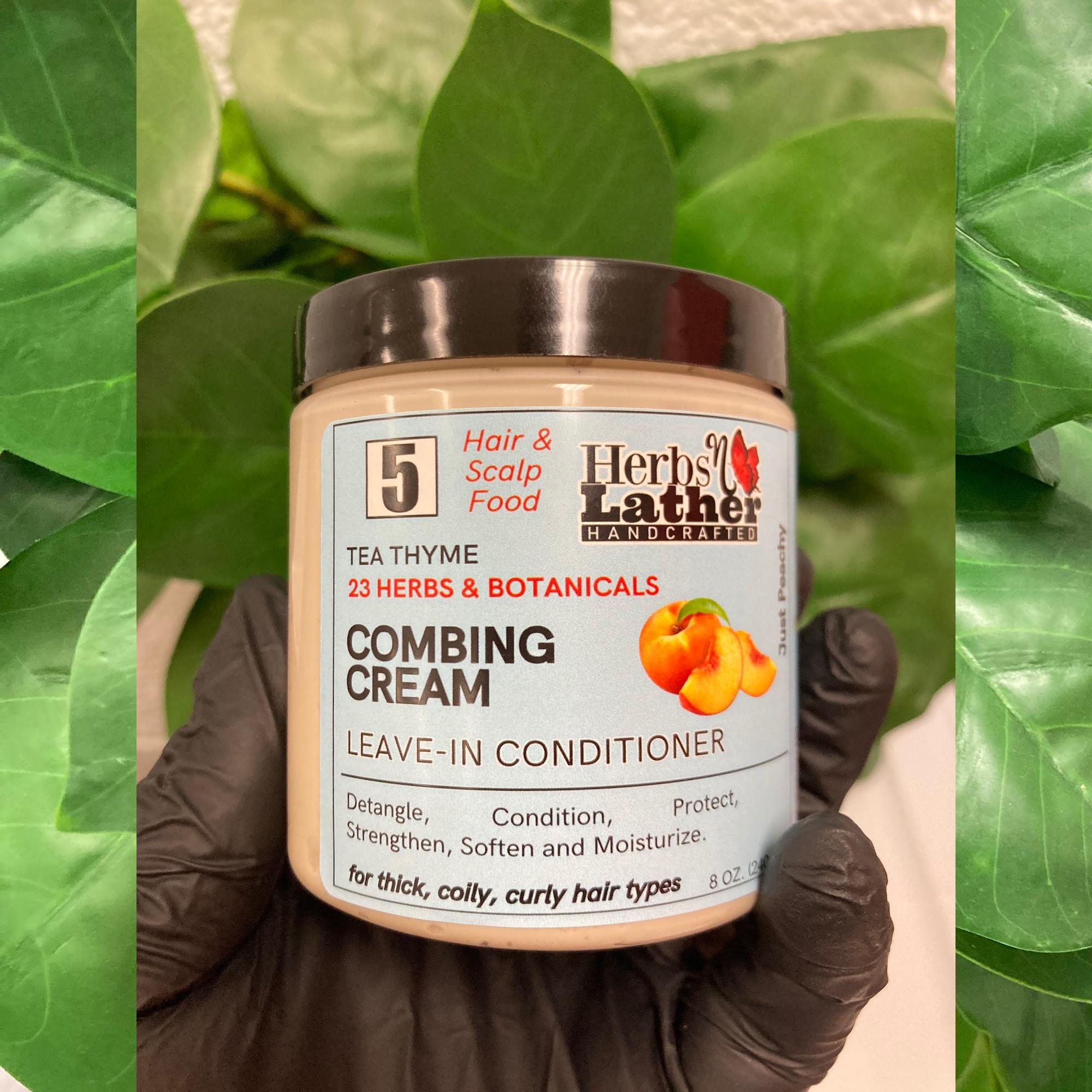 Tea Thyme Combing Cream – Leave-In Conditioner | 23 Herbs & Botanicals | For Curly, Coily, Thick Hair | Moisturizing and Detangling | 8oz