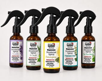Desodorante en aerosol de magnesio / Variedad de aromas / Desodorante natural sin aluminio / Herbal / Sin bicarbonato de sodio