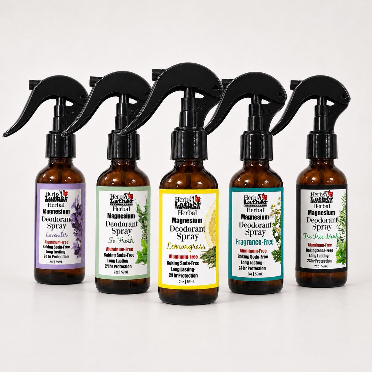 Magnesium Deodorant Spray Variety of Scents Aluminum-Free Natural Deodorant Herbal Baking Soda-Free