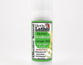 Green Apple Banana Deodorant Cream Stick:  Aluminum-Free & Baking Soda Free