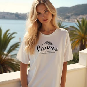 French Riviera Summer Tee Funny Quote – Je brille comme la Palme dor – Unisex Aesthetic Shirt, Cannes Travel Gift