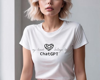 My Heart Belongs to ChatGPT Women’s crop top – AI Lover Tee – Funny Tech Gift for Her – Funny Geek Gift – Tech Fashion