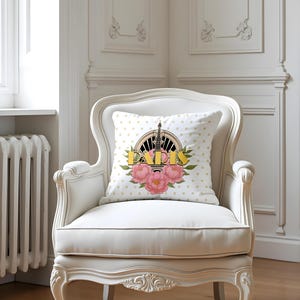 Paris Decorative Pillow – Vintage Floral Eiffel Tower Print, Romantic Parisian Home Decor, Throw Pillow for Sofa or Bedroom