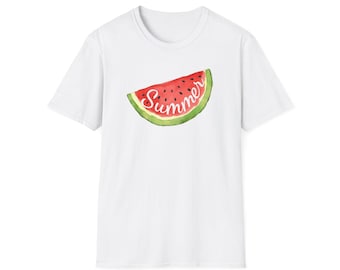 Vattenmelongrafik-t-shirt, fruktälskartröja, sommarvibbtopp, saftig frukt-t-shirt, unisex mjuk t-shirt, matgåva