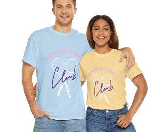 Summer Tennis Club Tee - Unisex Heavy Cotton Shirt for Sports Lovers, Tennis Enthusiasts, Casual Wear, Gift for Players