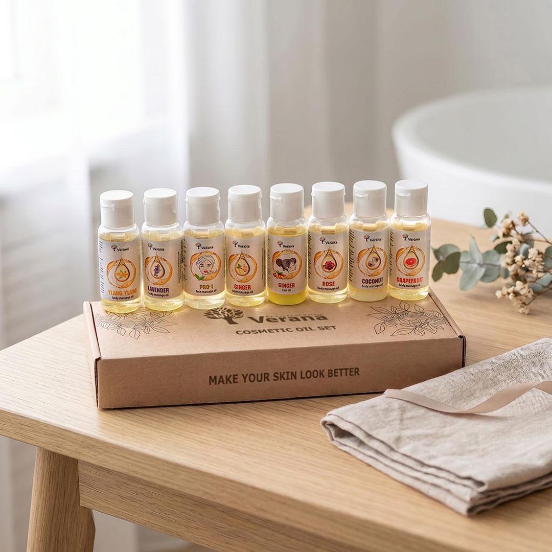 Verana Natural Cosmetic Oils Set, Body Face Hair Care