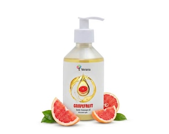 Grapefruktkroppsmassageolja Verana, 100 % naturlig, upplyftande citrus, vegansk, alla hudtyper