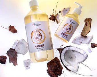 Aceite corporal de coco natural Verana para masaje, hidratante para la piel, aromaterapia, para todo tipo de piel.