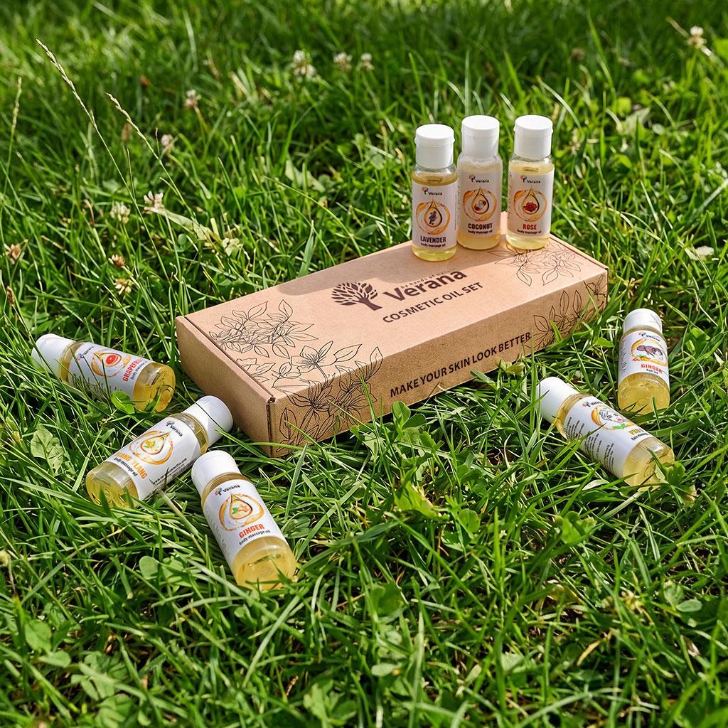 Verana Natural Cosmetic Oils Set, Body Face Hair Care