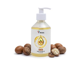 Shea Body Massage Oil: Naturlig parfymfri återfuktning för känslig hud Verana