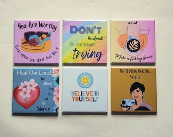 Self-Care Magnet Pack – Funny Motivational Fridge Magnets – Affirmation Gift Set (6)