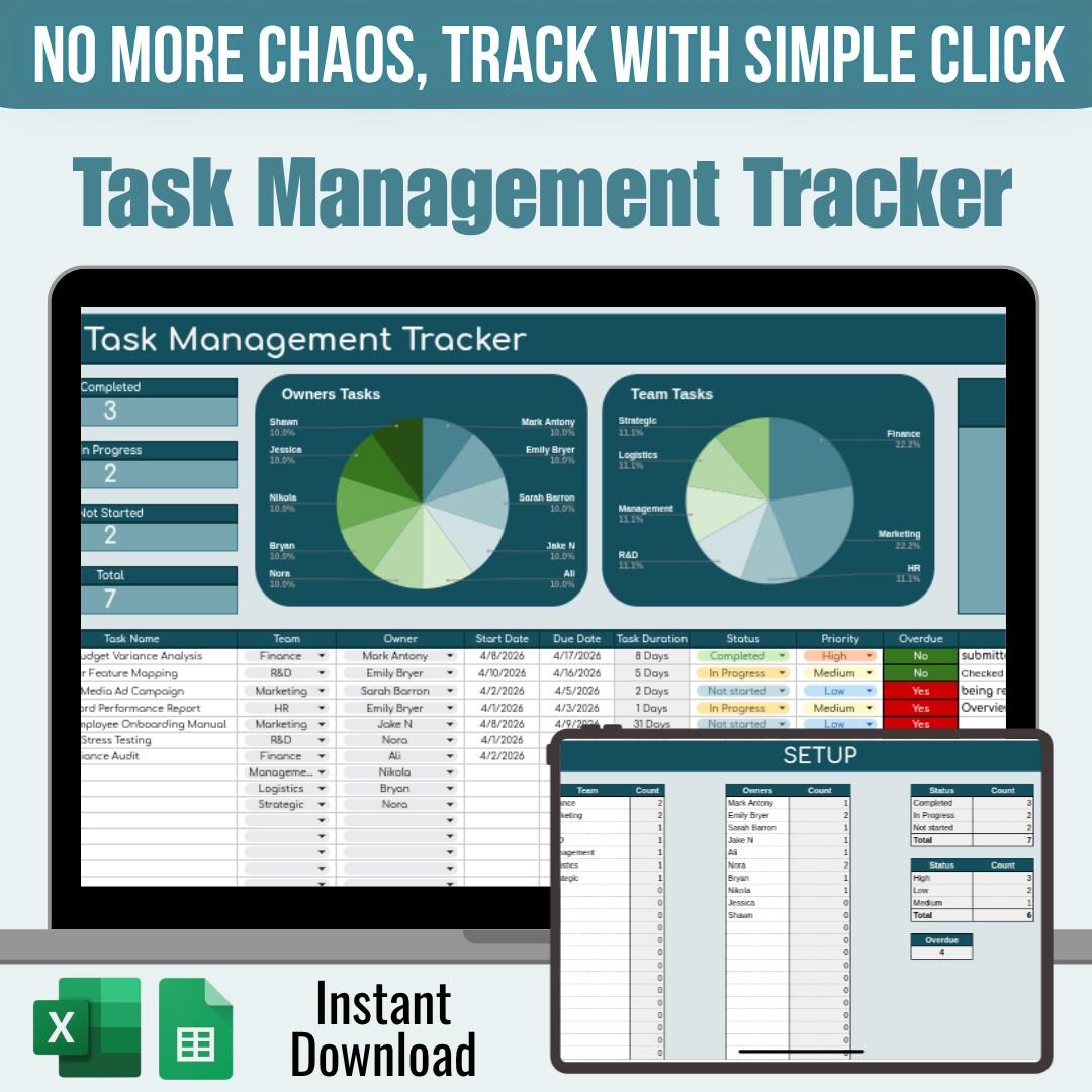 Ultimate Team Task Tracker | Google Spreadsheet | Excel Template ...
