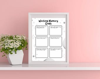 Working Memory Goals Worksheet | Executive Function Printable | ADHD Therapy Tool | Digital Download
