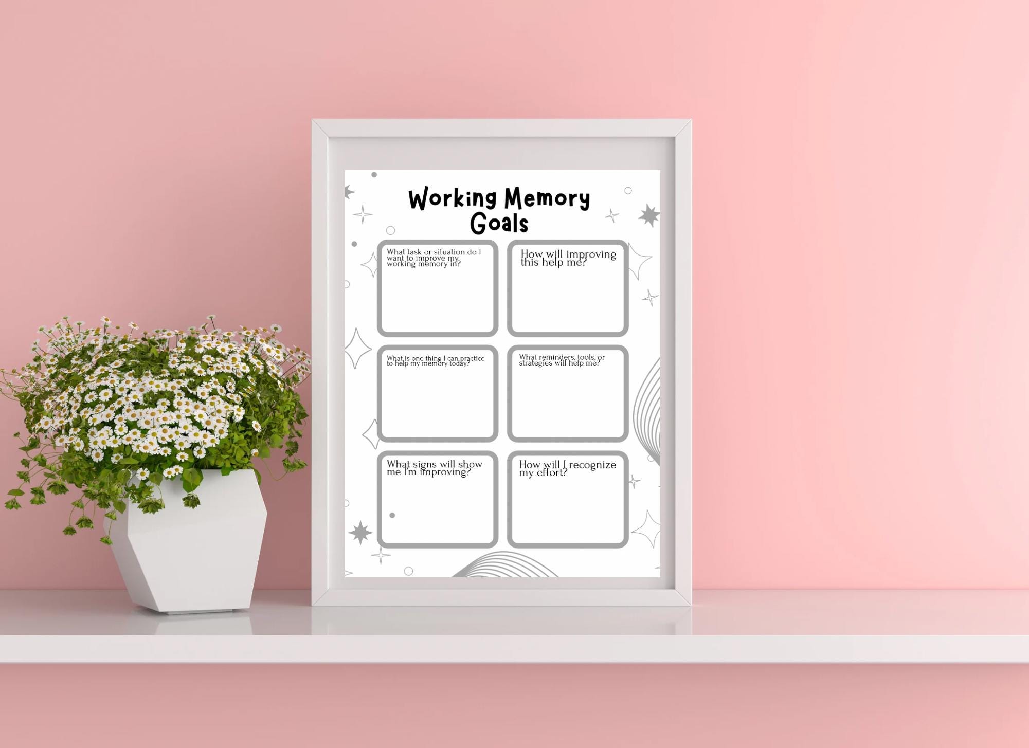 Working Memory Goals Worksheet | Executive Function Printable | ADHD ...