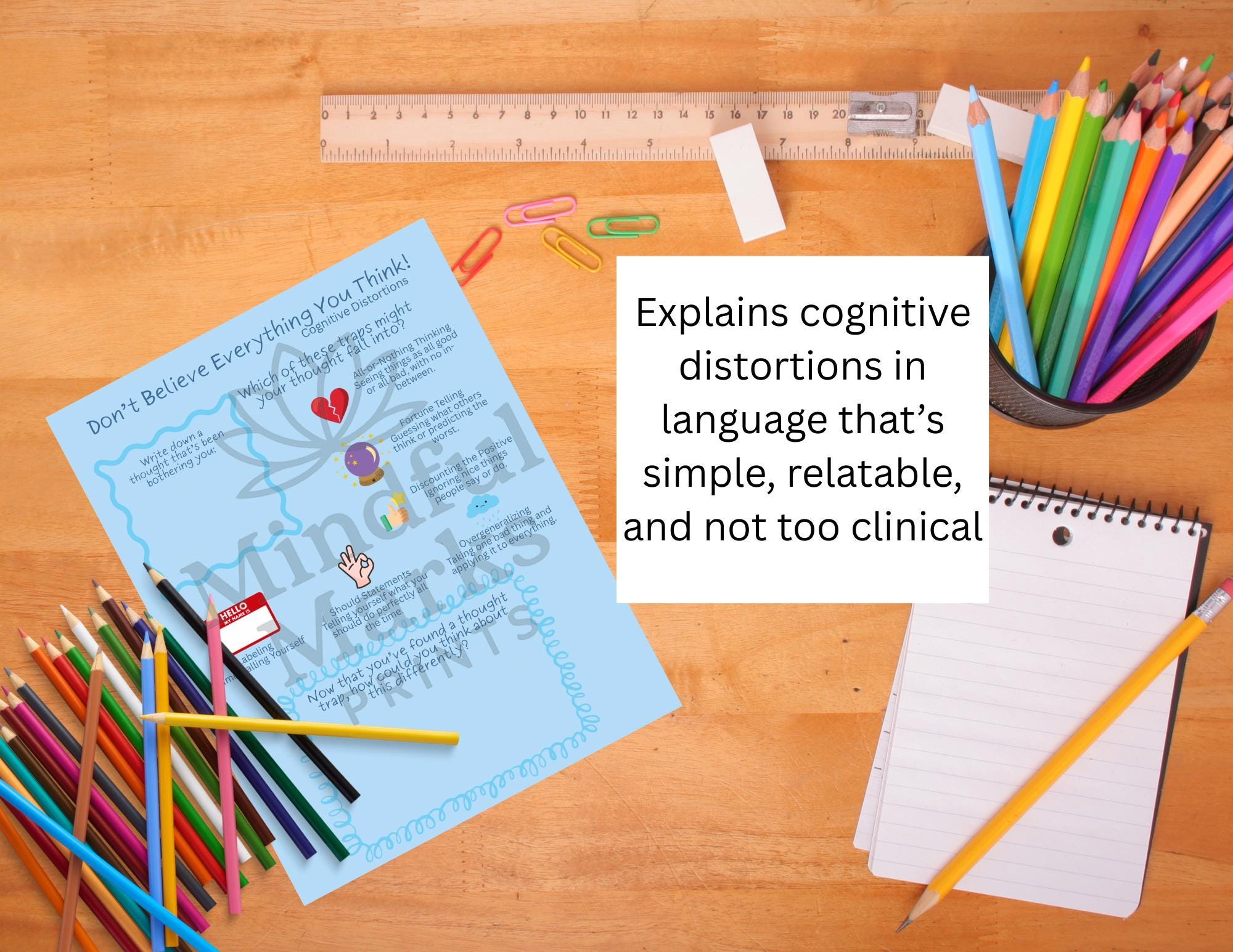 Cognitive Distortions Worksheet for Kids & Teens | CBT Thought Trap ...