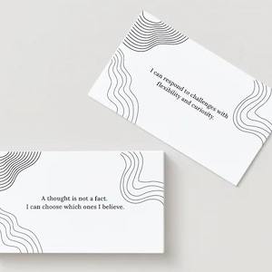 Tarjetas de afirmaciones de TCC imprimibles para terapeutas / 10 tarjetas minimalistas que estimulan el pensamiento / Herramientas de terapia cognitivo-conductual