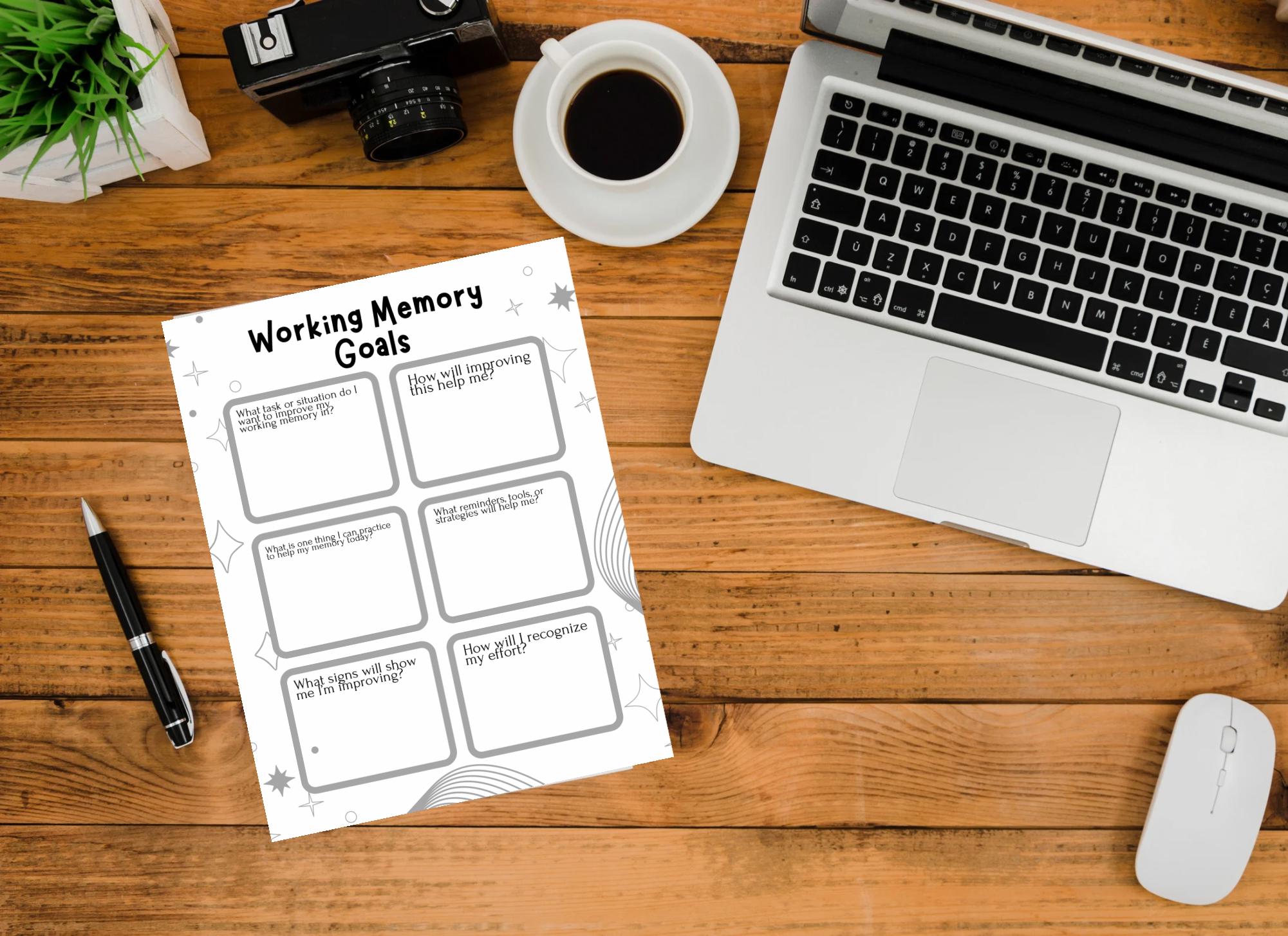 Working Memory Goals Worksheet | Executive Function Printable | ADHD ...