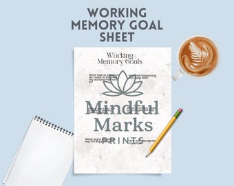 Working Memory Goals Worksheet | Executive Function Printable | ADHD Therapy Tool | Digital Download