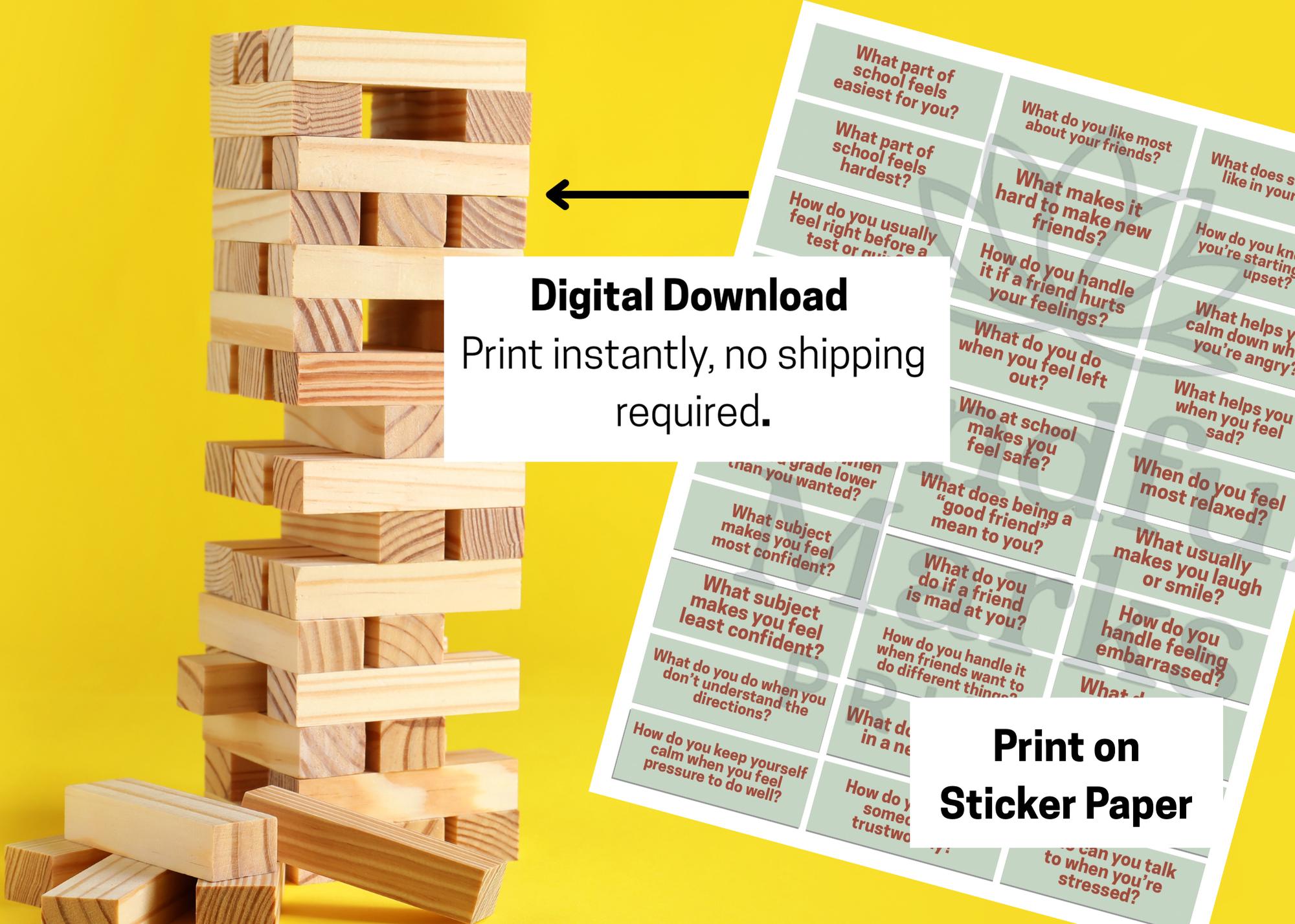School Counseling Jenga Stickers + Coping Skills Handouts | 100 ...