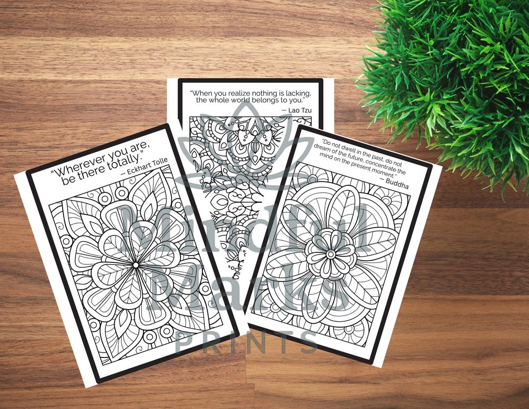 Mindfulness Coloring Pages With Quotes | 10 Printable Mandalas for ...