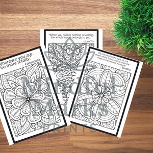 Mindfulness Coloring Pages with Quotes | 10 Printable Mandalas for Anxiety and Relaxation | Therapy Tool for Teens, Adults, Clients