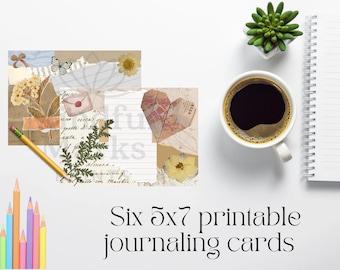 Printable 5x7 Collage Journaling Cards – Vintage Floral Therapy Inserts for Art Journals, Junk Journals, and Scrapbooking – Digital Download