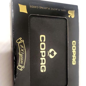 100 Years Copag Playing Cards Double Deck Gold & Navy Blue Jumbo Index w/ Case