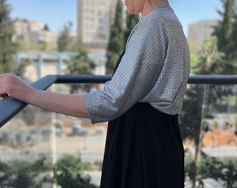 Silver Metallic Bolero Jacket, Wedding Evening Cover-Up