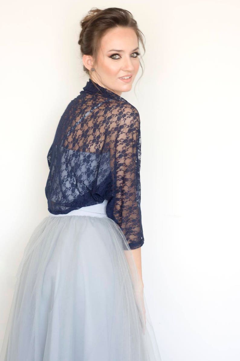 Blue lace shrug wedding shawl bridal lace shrug shrugs Etsy