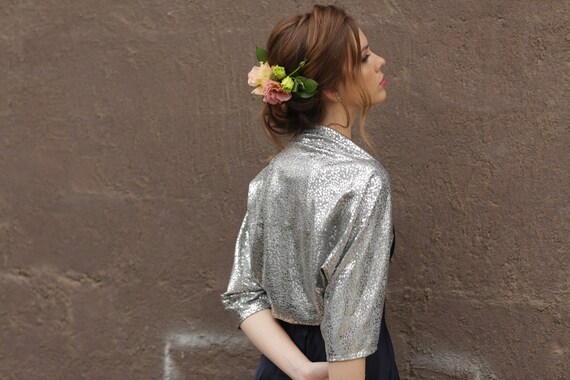 silver sequin bolero jacket