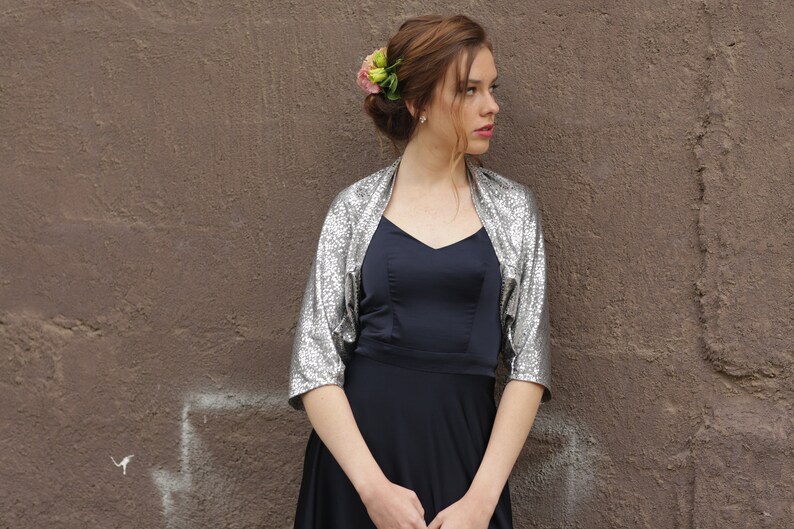 silver evening shrug bolero
