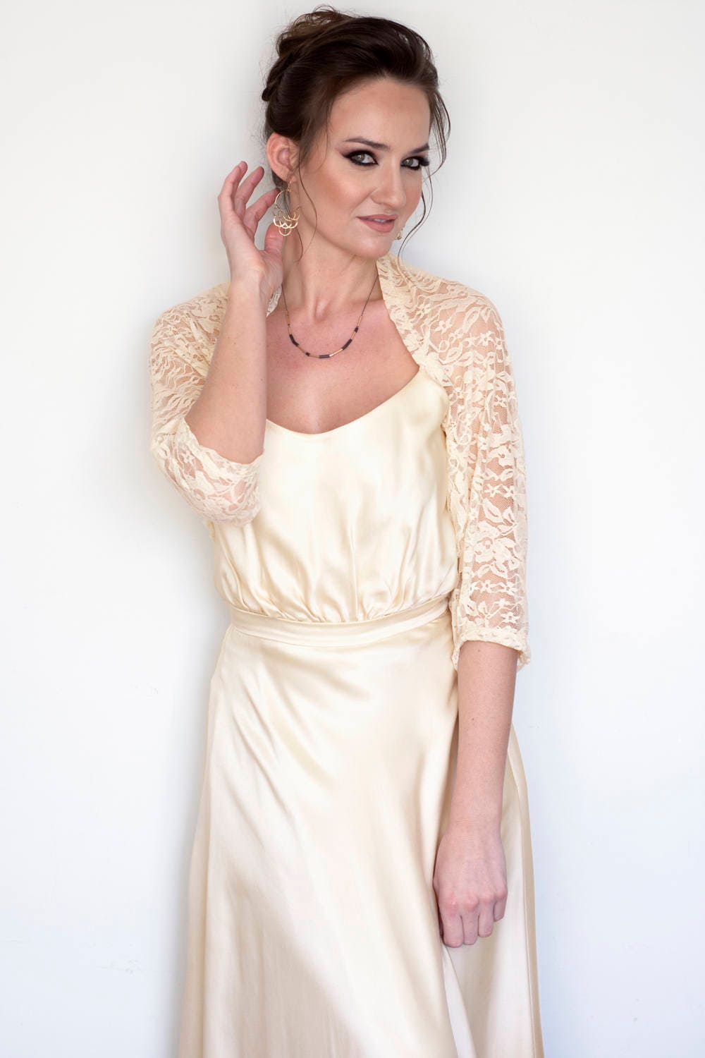 Lace Detail Tied Dropped Shoulder Cover Up