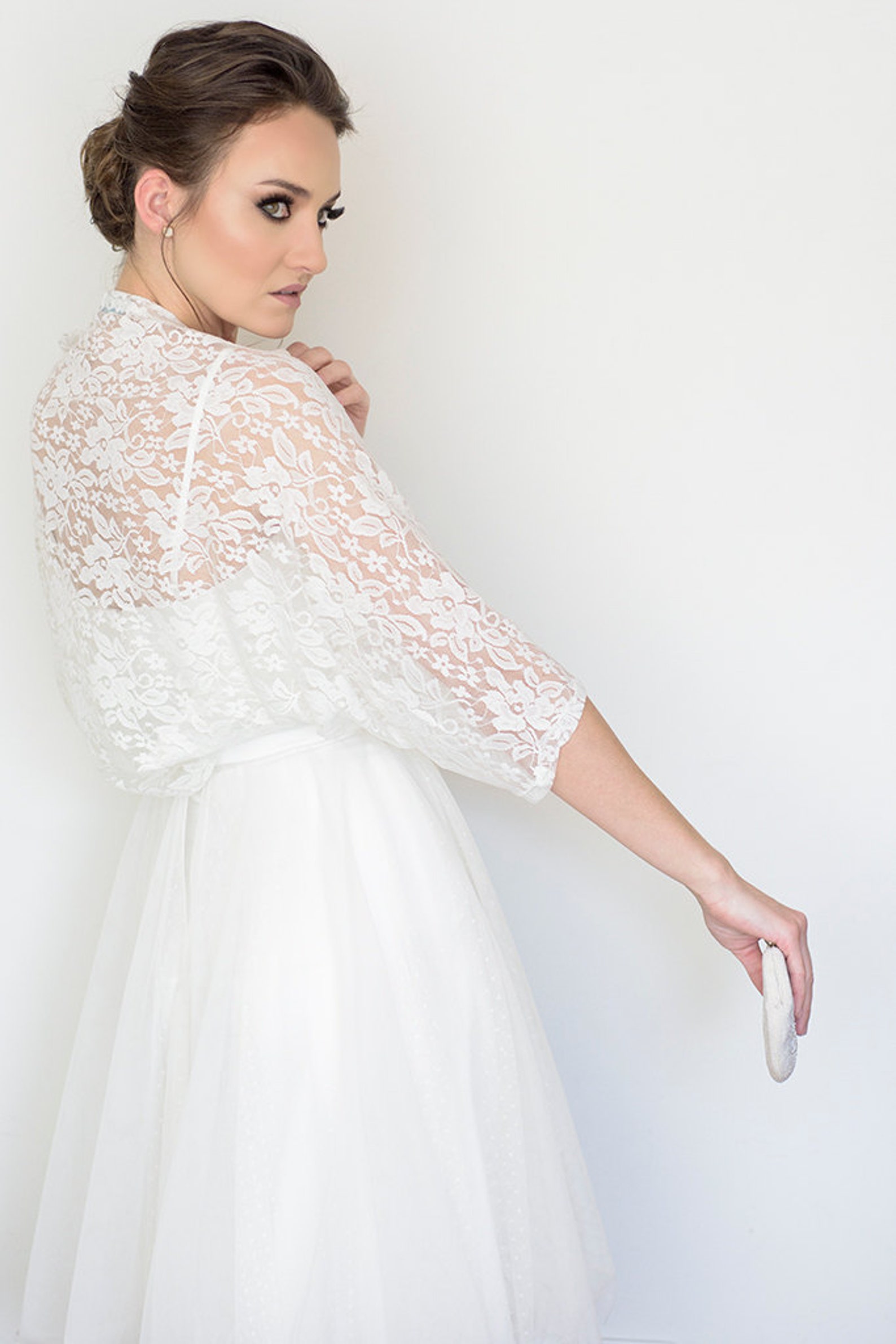white lace long sleeve short dress Aurelie Long Sleeve Lace Mini Dress - Ivory