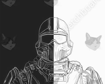 Colección Blanco y Negro / Arte inspirado en Helldivers and Division / Descarga digital