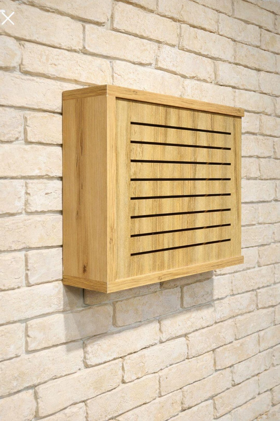 Modem Cover Wall Mounted Wooden Modem Cover | Slatted Door Cabinet, Customizable ...