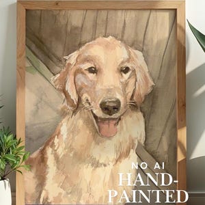 Hand-painted custom watercolor pet portrait from photo, dog or cat owner art, memorial gift commission