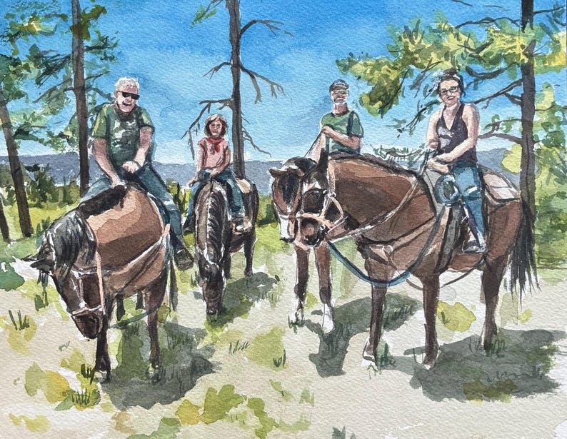 Hand-painted vacation painting from photo, custom watercolor landscape portrait, sunset scene art commission image 7