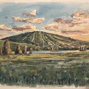 Hand-painted vacation painting from photo, custom watercolor landscape portrait, sunset scene art commission image 11