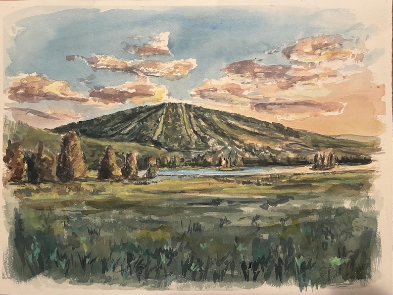 Hand-painted vacation painting from photo, custom watercolor landscape portrait, sunset scene art commission image 11