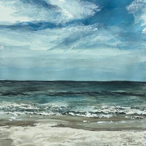 Hand-painted vacation painting from photo, custom watercolor landscape portrait, sunset scene art commission image 19
