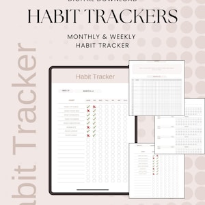 Digital Habit Tracker Bundle | 13 Printable Habit Tracking Pages | Daily Routine, Self-Care, Fitness & Goal Planner | Instant Download PDF