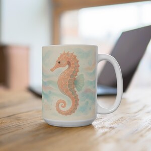 Seahorse Mug 15oz, Ocean Lover Gift, Nautical Decor, Beach House, Marine Life, Coastal Kitchen, Gift for Her