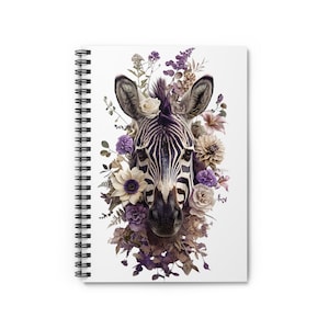 Zebra and Flowers Spiral Notebook: Ruled Line Journal
