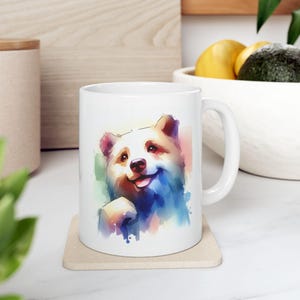 Artistic Ceramic Mug - Watercolor Bear Design, Unique Coffee Cup, Gift for Artists, Home Decor, Tea Lovers, Birthday Present