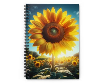 Watercolor Sunflower Spiral Notebook – Floral Journal, Ruled Line