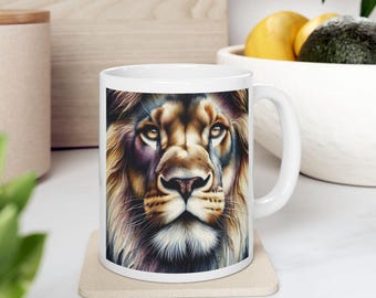 Caneca de café de cerâmica Majestic Lion: presente para amantes de animais
