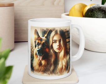 Custom Pet Portrait Ceramic Mug: Animal Artwork Coffee Cup