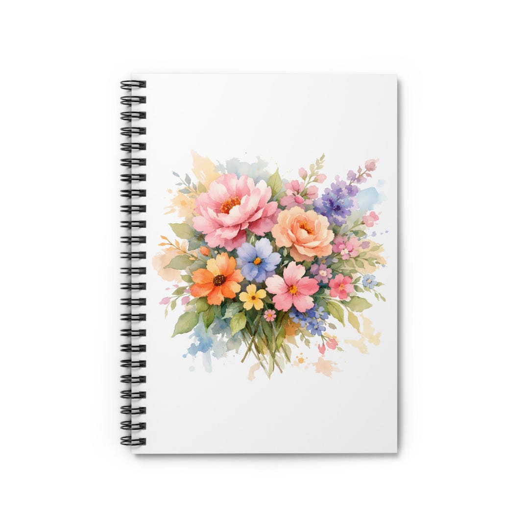 Watercolor Floral Bouquet Spiral Notebook | Ruled Journal - Etsy